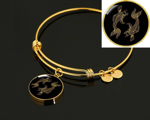 Pisces Zodiac Engraved (Customized) Popular Luxury Circle Bangle, Fish Fishy Pisces Gifts, Pisces Horoscope Present, Astrology Pisces