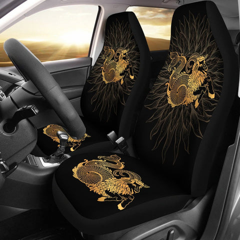 Capricorn Zodiac Car Seat Covers, Capricorn Lover Front Car Cover Gift, Custom Car Seats, Pair Of Covers, Goat Car Seat Print Set