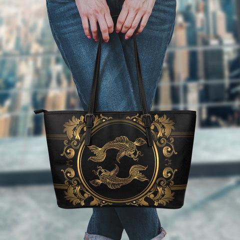 Pisces Zodiac Book Shopping PU Leather Tote Bag, Pisces Market Bag, Pisces Pretty Fine Art Print Tote Bags, Pisces Concert Tote