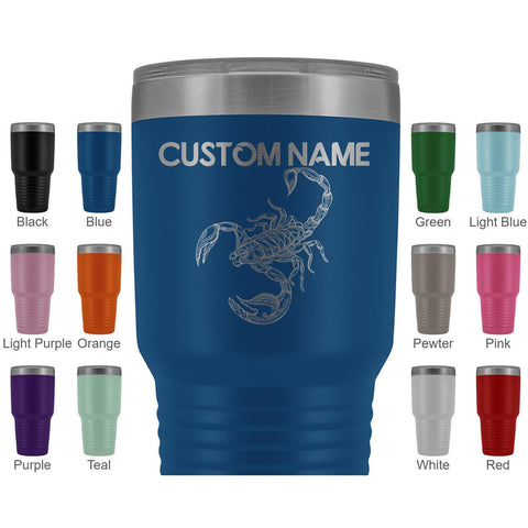 Personalized Scorpio Zodiac Star Sign Travel Tumbler Mug, Scorpion Tumbler, Bestie Scorpio Birthday Gift, Tumbler With Lid (20 oz or 30 oz)