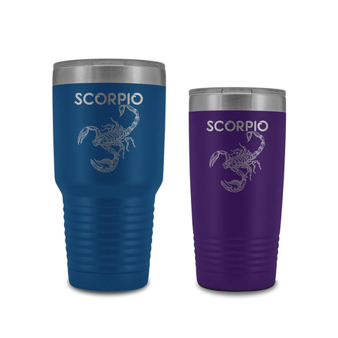Scorpio Zodiac Star Sign Travel Tumbler Mug, Scorpion Tumbler, Bestie Scorpio Birthday Gift, Large Coffee Cup With Lid (20 oz or 30 oz)