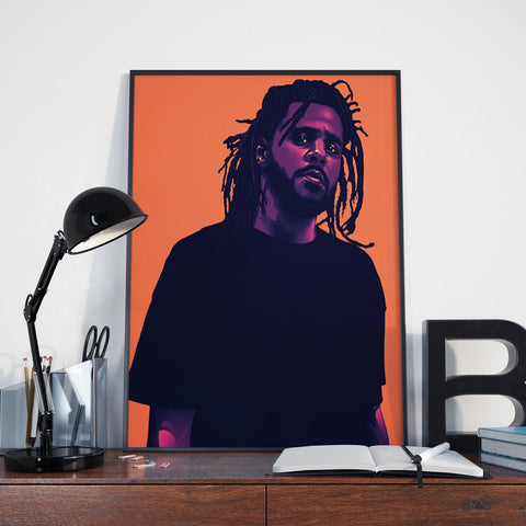 J Cole Custom Printing, Home Decor, Wall Hanging, Custom Canvas, J Cole Art, Rapper Print