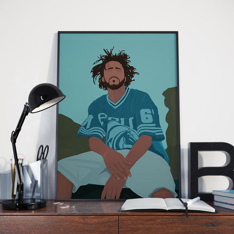 J Cole Custom Printing, Home Decor, Wall Hanging, Custom Canvas, J Cole Art, Rapper Print