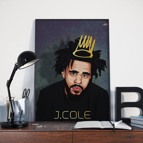 J Cole Custom Printing, Home Decor, Wall Hanging, Custom Canvas, J Cole Art, Rapper Print