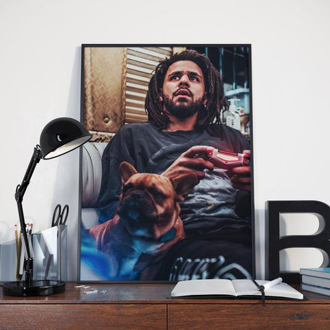 J Cole Custom Printing, Home Decor, Wall Hanging, Custom Canvas, J Cole Art, Rapper Print
