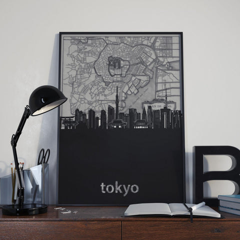 Tokyo Map Custom Printing, Home Decor, Wall Hanging, Custom Canvas, Tokyo Map Art, Japan