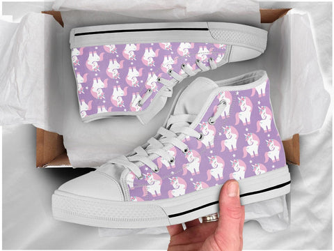 Unicorn Print Shoes Unicorn Sneakers Cute Shoes Unicorn Lover Gifts Custom High Top Converse Style Sneakers For Adults Women & Men