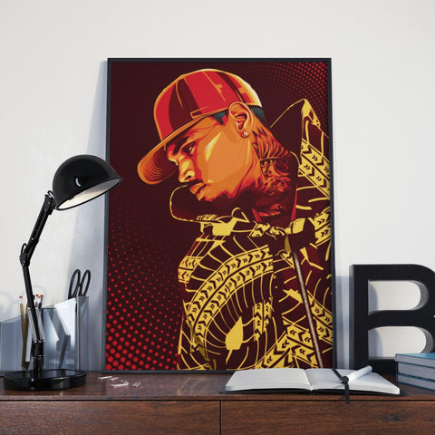 Chris Brown Custom Poster, Chris Brown Canvas Rolls, Custom Music Canvas, Home decor, Wall Hanging, Singer Canvas Rolls
