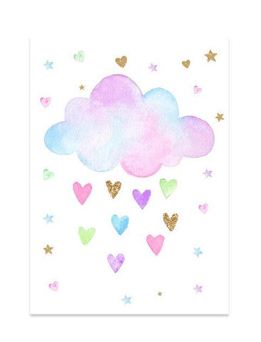 Lovely Unicorn Painting Cute Children's Room Cartoon Decorative Poster Girl Pink Star Unicorn Kindergarten Decoration for Kids