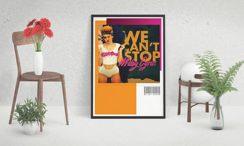 Miley Cyrus Art, We Can't Stop Poster, Custom Music Print, Music Poster, Custom Poster, Home Decor, Wall Hangings, Miley Canvas