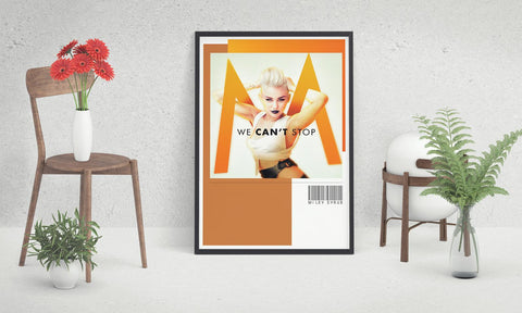 Miley Cyrus Art, We Can't Stop Poster, Custom Music Print, Music Poster, Custom Poster, Home Decor, Wall Hangings, Miley Canvas