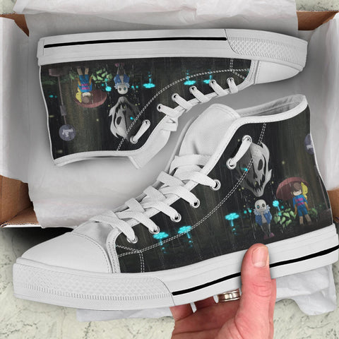 Undertale Shoes, Sans Custom Shoes, Game Undertale Hightops, Game Hi Tops, Game Character Shoes, American Video Game, Sans Shoes