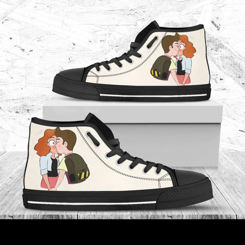 Milo Murphy's Law Hi Tops, Cartoon Shoes, Disney Custom Shoes, Disney Movie Hi Tops, Milo Murphy Hightops, Walt Disney Animation Film