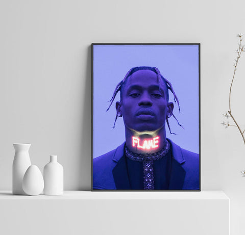 Travis Scott Poster, Astroworld Print, Cactus Jack Art, Rapper Home Decor, Hip Hop Poster, Custom Poster, Canvas Poster, Rolled Canvas