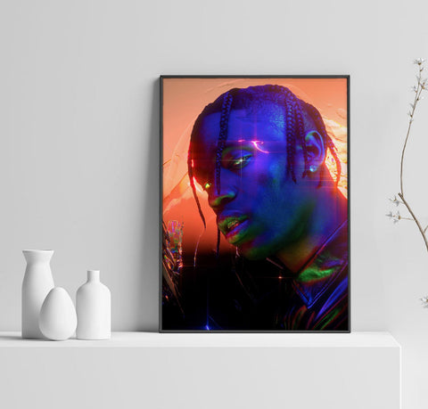 Travis Scott Poster, Astroworld Print, Cactus Jack Art, Rapper Home Decor, Hip Hop Poster, Custom Poster, Canvas Poster, Rolled Canvas
