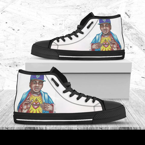 Lil B Custom Shoes, Custom Music Shoes, Music Hightops, Rapper Lil B Shoes, Hip Hop, Rapper Hi Tops