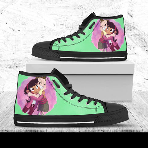 Milo Murphy's Law Hi Tops, Cartoon Shoes, Disney Custom Shoes, Disney Movie Hi Tops, Milo Murphy Hightops, Walt Disney Animation Film
